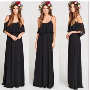 Show Me Your Mumu Chiffon Wedding Formal Maxi Dress Black Size XXS NEW